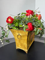 Faux Ranunculus Arrangement in Metal Planter