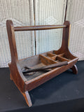 Primitive Large Vintage Wooden Carpenter’s Tool Caddy with Some Tools & Nails