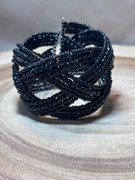 Black Beaded Cuff
