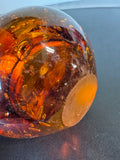Amber Bubble Art Glass Tea Light Candle Holder