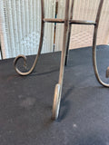 Tole Style Pig Metal Scroll & Wooden Plant Stand or Accent Table