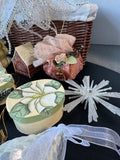 Pier 1 Imports Lined Basket of Assorted Neutral Christmas Ornaments
