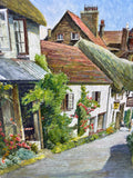 Coastal Town/Harbor Painting: Signed RAUER 1969