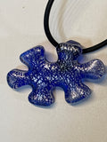 Dichroic Glass Puzzle Piece On Cord Necklace