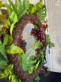 Large Faux Greenery Wreath with Succulents & Grapes