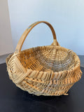 Natural Buttocks Basket with Hand Painted Floral Handle