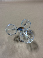 Pair Of Silver Plate And Gold Plate Candle Holders With Footed Crystals Balls