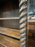 Tall Dark Stain Bookcase with Barley Twist Columns***HEAVY ITEM***READ DETAILS ON PICK UP POLICY***