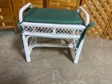 White Wicker Petite Bench/Ottoman with Cushion