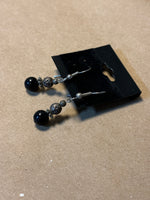 Silver & Black Beaded Earrings