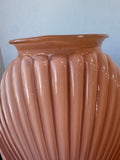 Anchor Hocking Art Deco Vintage Peach Ribbed Vase
