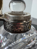 (B) Tiffany & Co Crystal Decanter with Sterling Silver Lid & Glass Stopper