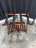Brown Wooden Folding Luggage Rack with Bottom Shelf