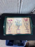 Green 2-Piece Metal & Wooden Tile Top Tray Table