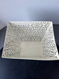 Shabby Chic Cream Lattice Metal Waste Basket