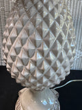 Pair of Neutral Glazed Pineapple Table Lamps (WORKS)