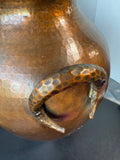 Spanish Style Hammered Copper Urn with Crescent Shaped Handles
