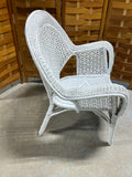 White Wicker Chair, NO CUSHIONS/SITS LOW