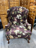 Purple Floral Wing Back Chair