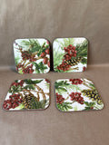 Williams - Sonoma Holiday Botanical Berry Cork Back Coasters With Box - Set Of 4 - 2 Available // PRICED INDIVIDUALLY