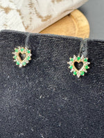 Emerald & 10K Gold Heart Stud Earrings