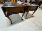 Harden Pair of Drop Leaf End Tables with Protective Glass