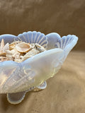 Mosser Opalescent White Glass Berry Sering Bowl Shell Pattern With Shells