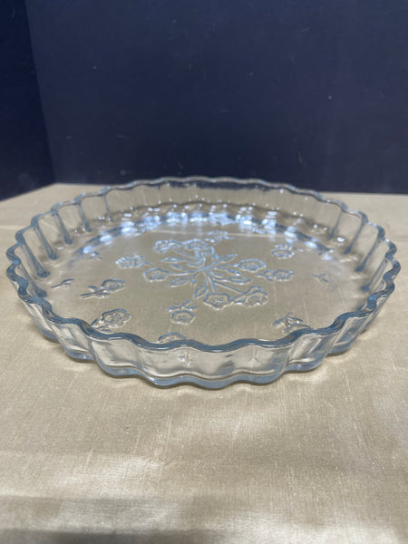 Glass Fluted Edge Baking Dish w/Floral Embellishments