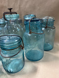 Blue Glass Vintage Canning Jars - 10 Jars