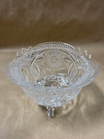 Anna Hutte Bleikristall Lead Crystal 3 Footed Floral Candy Dish Bowl