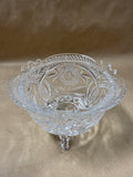 Anna Hutte Bleikristall Lead Crystal 3 Footed Floral Candy Dish Bowl