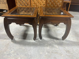 Wood and Glass End Tables, Set of 2