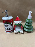 3 Piece Holiday Soap Dispensers And Sponge Holder