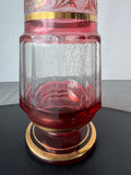 Large Bohemia Venetian Gilt Cranberry Glass Decanter with Stopper