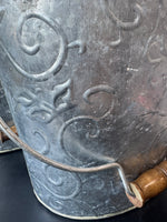 Pair of Leaf Embossed Oval Galvanized Tin Buckets