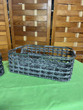 Set of 2 Decorative Baskets with Silver Tone Edges