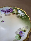 (B) Purple Floral Gold Trim Limoges Saucer Plate