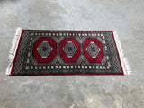 D-Hand Knotted Rug, Red/black tones, 36"x18"