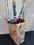 Large Lot of Patriotic Tinsel Decor with American Flags