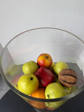 XL Clear Glass Pedestal Hurricane with Faux Fruit Arrangement