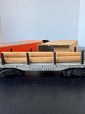 No. 2412 Flat Car Vintage Lionel Train for “O” Gauge Track with Logs, Box & Box Liner