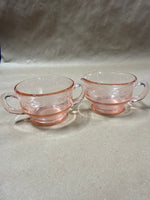 Pink Depression Glass Creamer And Sugar