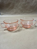 Pink Depression Glass Creamer And Sugar