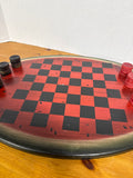 Wooden Oval Checker Board With Wooden Pieces - Can be Hung Up