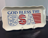 Andrea by Sadek Colonial Williamsburg God Bless the USA Ceramic Sandwich Tray