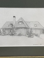 Pencil Drawing of House by Woodcock; Signed
