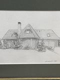 Pencil Drawing of House by Woodcock; Signed