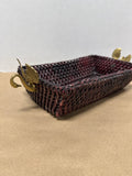 Rectangle Wicker Basket With Brass Swans