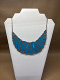 Silver & Blue Enamel Statement Bib Necklace