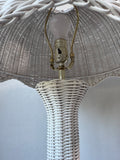 White Wicker Table Lamp (WORKS)